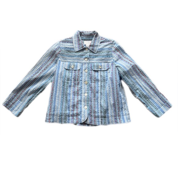 Draper’s And Damon’s Striped Button Down Blouse Women’s Petite Medium - Picture 1 of 10